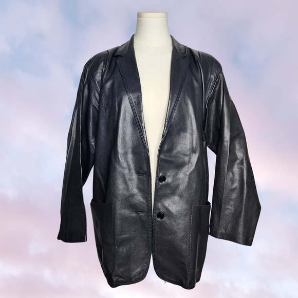 Vtg Mortarotti Goth Retro Rustic Punk Light Faded Black Leather Jacket Sz 44 - Picture 4 of 5